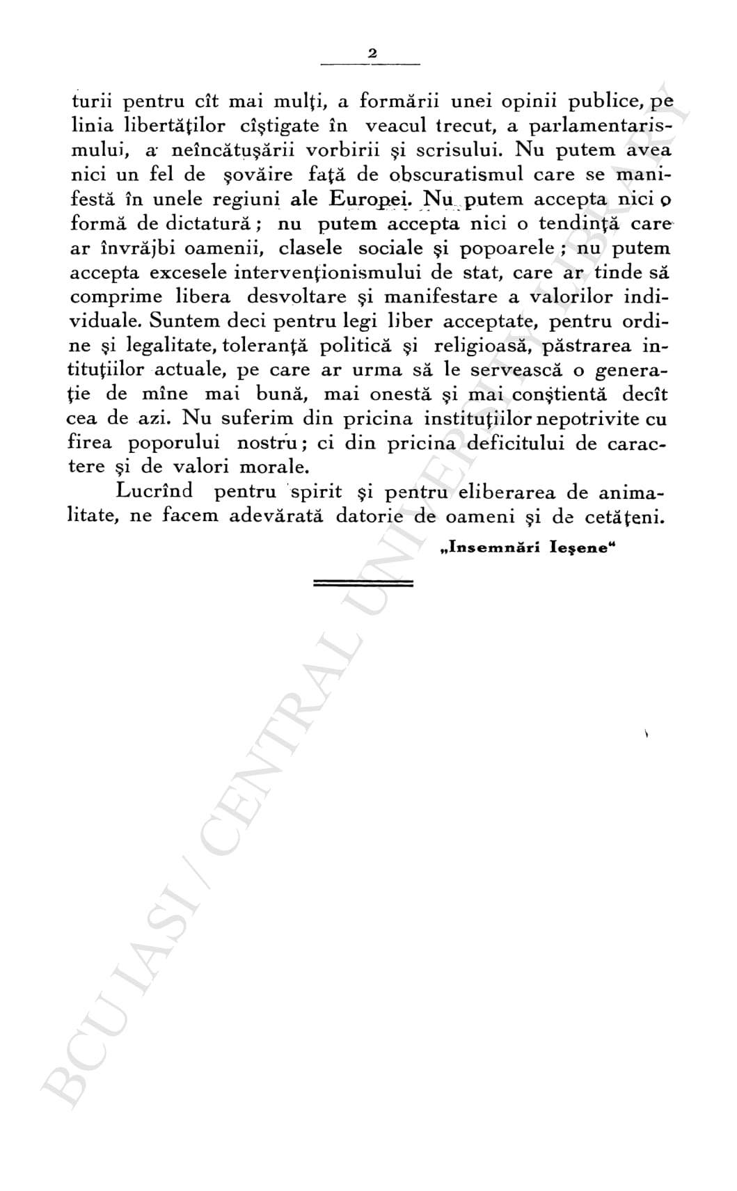 'Insemnari Iesene', Programul Revistei, Insemnari iesene, An.1, Nr.1, 1936, p.1-2-2